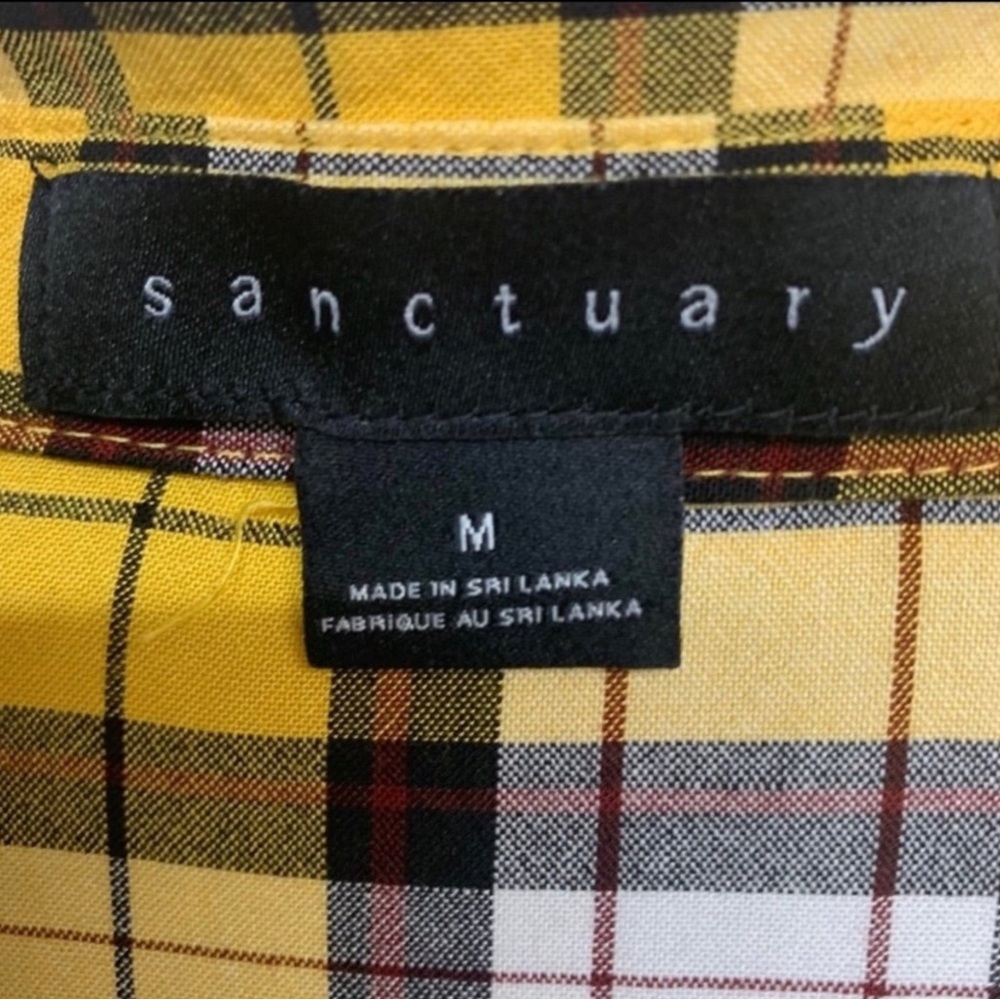 Sanctuary yellow and white plaid long sleeve button down shirt - Picture 5 of 6